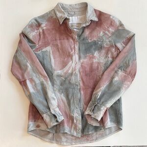 Giorgio Brato Vegetable Tanned Tie Dye 100% Leather Button up Jacket Sz 44